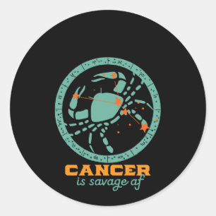 Sticker Rond Cancer amusant Zodiac Star Sign Astrologie Anniver