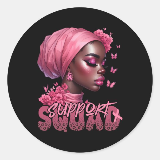 Sticker Rond Cancer Black Femme Chemise Support Squad Black Fem (Devant)
