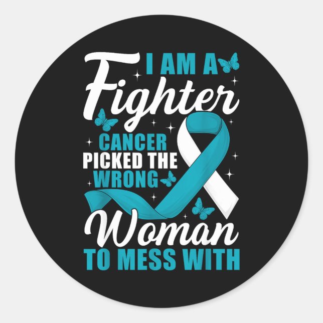 Sticker Rond Cancer Cked Wrong Woman Cervical Cancer Awareness  (Devant)