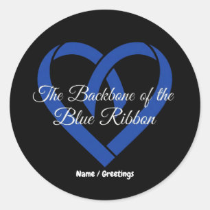 Sticker Rond Cancer colorectal Ruban Bleu Cœur de soutien 