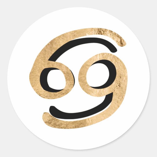 Sticker Rond Cancer crabe astrologie symbole zodiaque or noir (Devant)