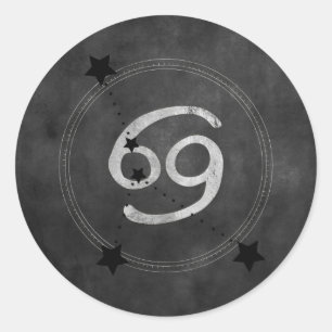 Sticker Rond Cancer Crabe constellation de zodiaque noir argent