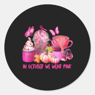 Sticker Rond Cancer Cup Café En Octobre Nous Portons Le Citroui