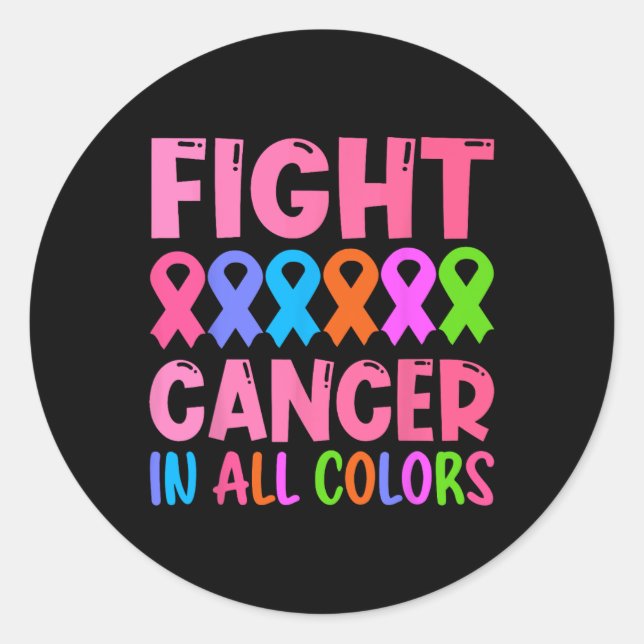 Sticker Rond Cancer Dans Toutes Les Couleurs Ribbon Conscience  (Devant)