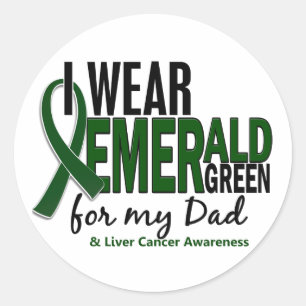 Sticker Rond Cancer de foie je porte le vert vert pour mon papa