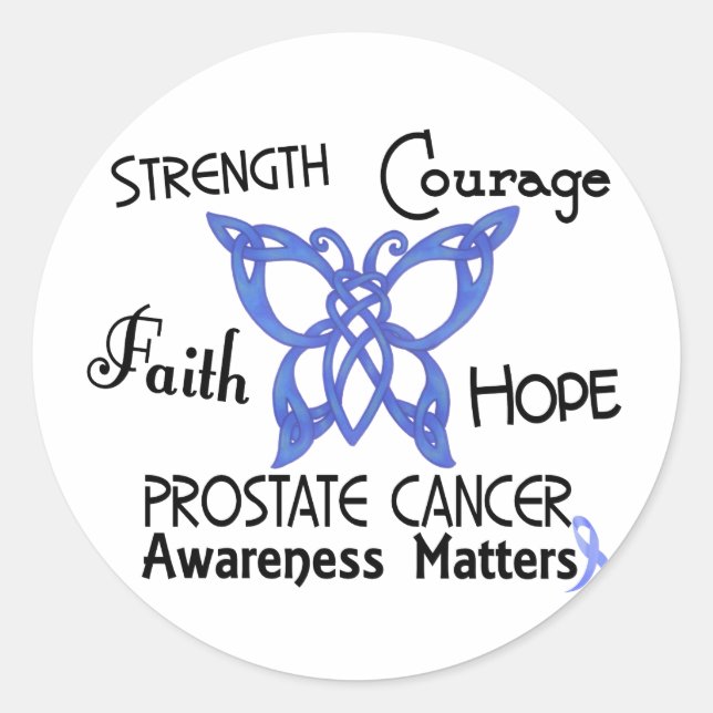 Sticker Rond Cancer de la prostate Papillon celtique 3 (Devant)