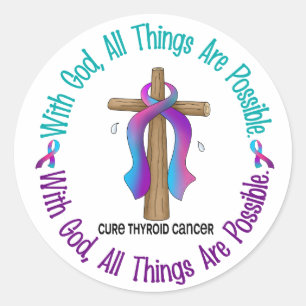 Sticker Rond Cancer de la thyroïde avec CROIX DIEU