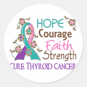 Sticker Rond Cancer de la thyroïde de la force 3 de foi de