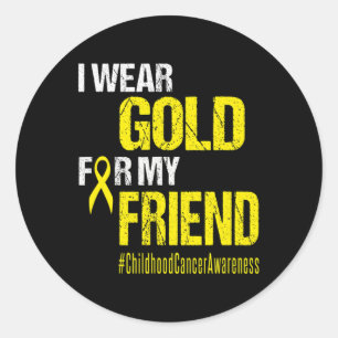 Sticker Rond Cancer de l'enfance Ruban d'or pour porter de l'or