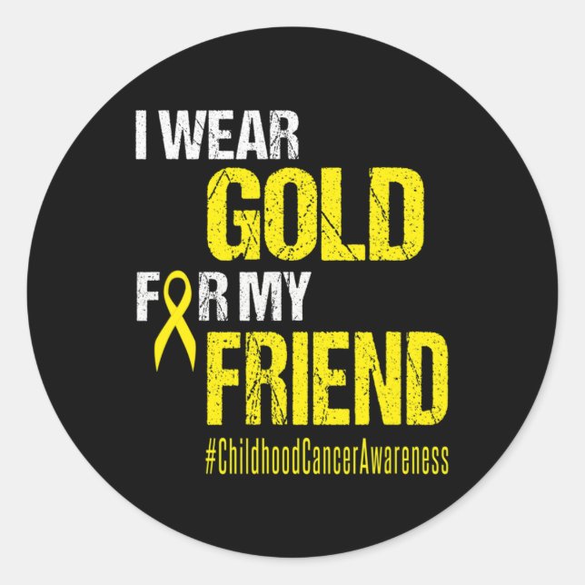 Sticker Rond Cancer de l'enfance Ruban d'or pour porter de l'or (Devant)