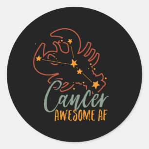 Sticker Rond Cancer drôle Zodiac Star Sign Astrologie Awesome A
