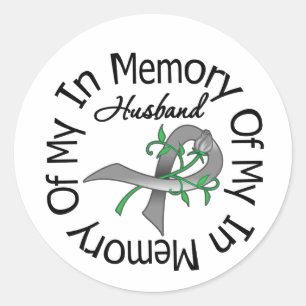 Sticker Rond Cancer du cerveau en mémoire de mon mari