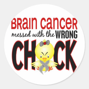 Sticker Rond Cancer Du Cerveau Frappé Par Le Mauvais Poussin