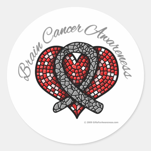 Sticker Rond Cancer du cerveau Mosaic Carburant Ruban (Devant)