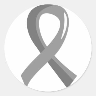 Sticker Rond Cancer du cerveau Ribbon gris 3