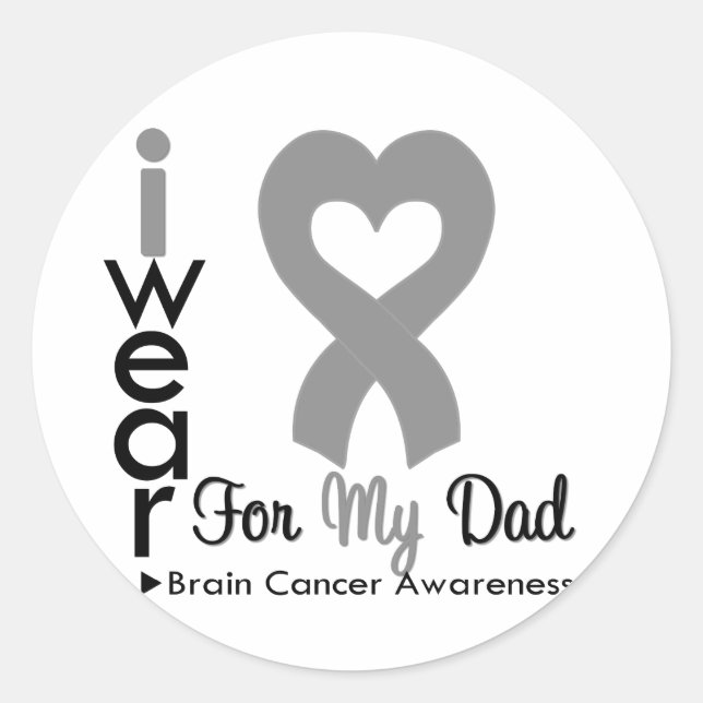 Sticker Rond Cancer Du Cerveau Ruban Coeur Pour Mon Père (Devant)