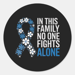 Sticker Rond Cancer du côlon Cancer du côlon Bleu Famille du ru