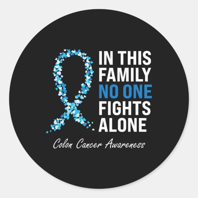Sticker Rond Cancer du côlon Cancer du côlon Bleu Ruban (Devant)