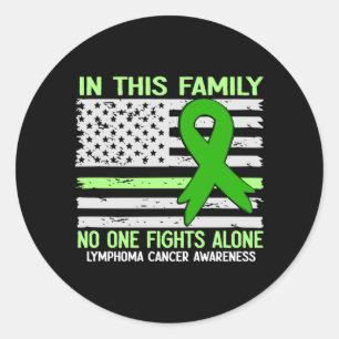 Sticker Rond Cancer du lymphome féminin Drapeau États-Unis Canc