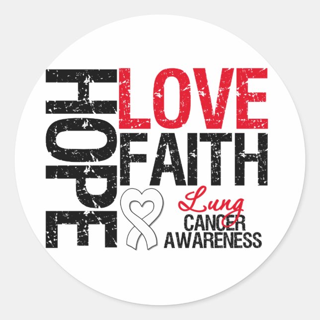 Sticker Rond Cancer du poumon Hope Love Faith (Devant)