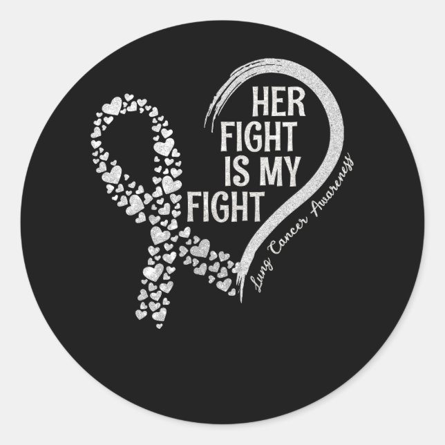 Sticker Rond Cancer du poumon Son combat est mon combat Cancer  (Devant)