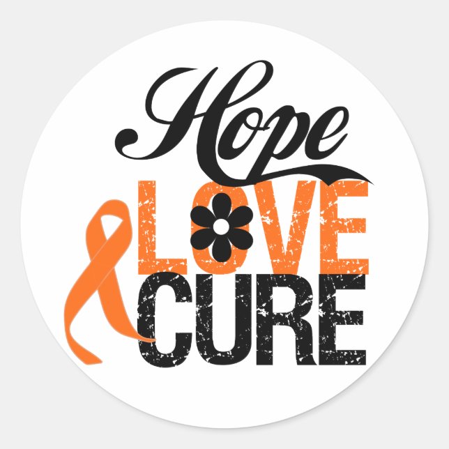 Sticker Rond Cancer du rein HOVE LOVE CURE Cadeaux (Devant)