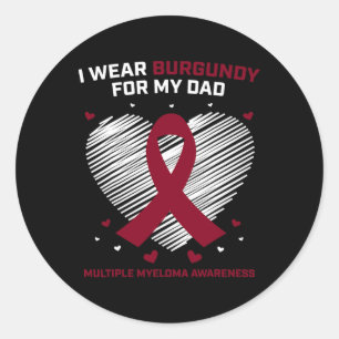 Sticker Rond Cancer du sang Je porte le bordeaux Papa Myélome m