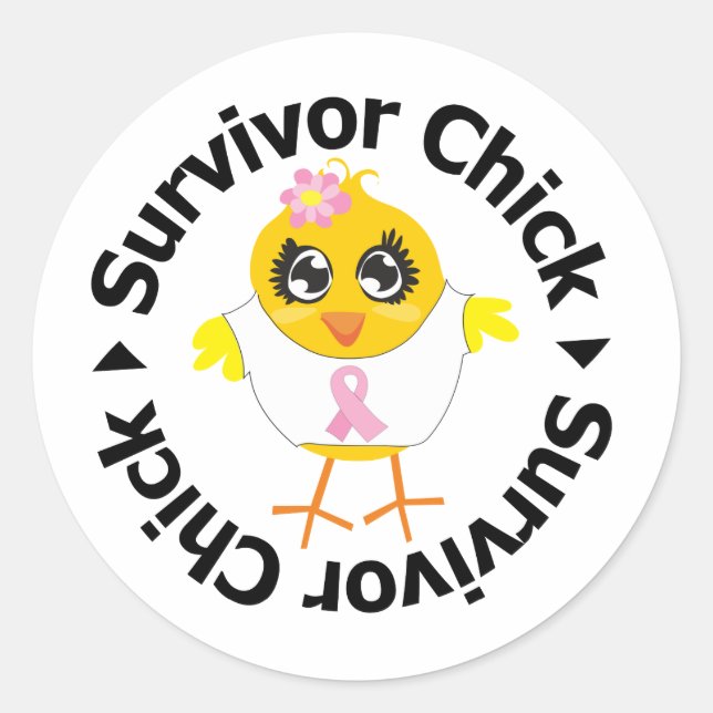 Sticker Rond Cancer du sein Chick survivant (Devant)