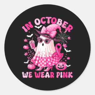 Sticker Rond Cancer Du Sein Femmes Fille Fantôme De Bow En Octo