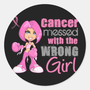 Sticker Rond Cancer du sein Fille de combat 1