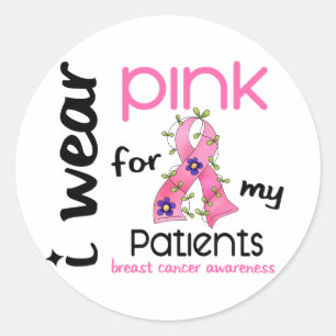 Sticker Rond Cancer du sein Je PORTE DE LA ROSE POUR MES PATIEN