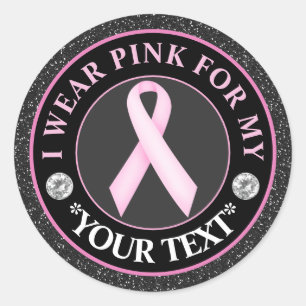 Sticker Rond Cancer du sein, je porte du rose pour la sensibili
