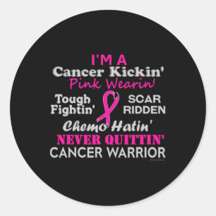 Sticker Rond Cancer du sein Kickin' Chemo Hatin' Warrier