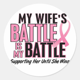 Sticker Rond Cancer du sein Ma BATAILLE TROP 1 Femme