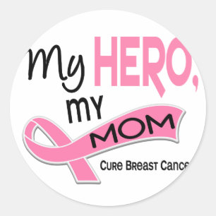 Sticker Rond Cancer du sein MON HÉROS, MA MAMAN 42