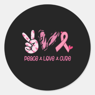 Sticker Rond Cancer du sein Peace Love Cure En Octobre Nous Por