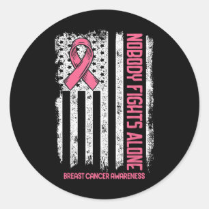 Sticker Rond Cancer du sein Personne ne combat seul Cancer du s