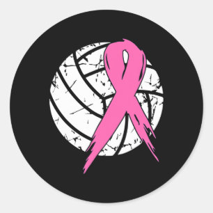 Sticker Rond Cancer du sein Pink Ribbon Volleyll Sensibilisatio