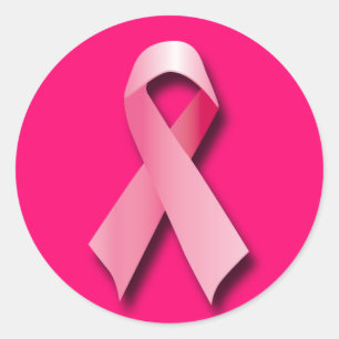 STICKER ROND CANCER DU SEIN ROSE RIBBON