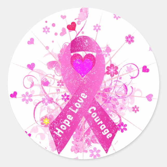 Sticker Rond Cancer du sein Ruban rose (Devant)