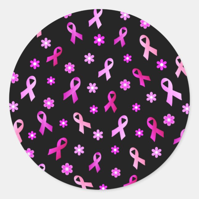 Sticker Rond Cancer du sein Ruban rose (Devant)