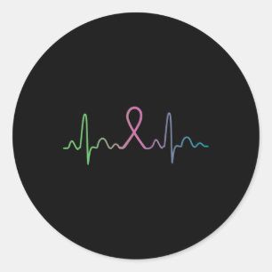 Sticker Rond Cancer du sein Sensibilisation au battement cardia