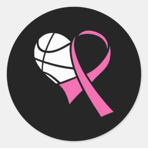 Sticker Rond Cancer du sein Skett Ll rose Ruban Sport Mammogra