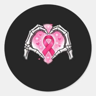 Sticker Rond Cancer du sein Squelette Coeur de la main Signal r