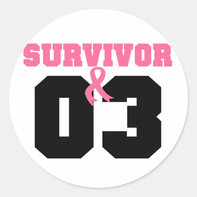 Sticker Rond Cancer du sein Survivant 3 ans (Devant)