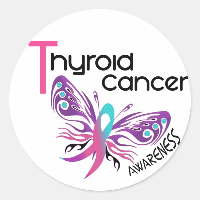Sticker Rond Cancer du thyroïde BUTTERFER 3.1 (Devant)