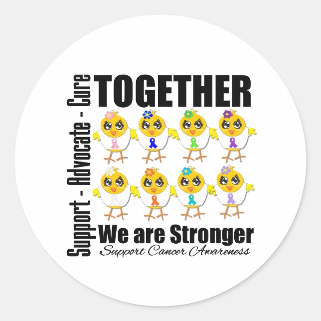 Sticker Rond Cancer - Ensemble, Nous Sommes Plus Forts (Devant)