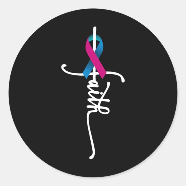 Sticker Rond Cancer Faith Thyroid Cancer Sensibilisation Suppor (Devant)