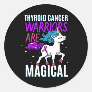 Sticker Rond Cancer Guerrier Magique Unicorne Violet Turquoise