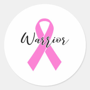Sticker Rond Cancer Guerrier T Chemise rose Ribbon Sensibilisat